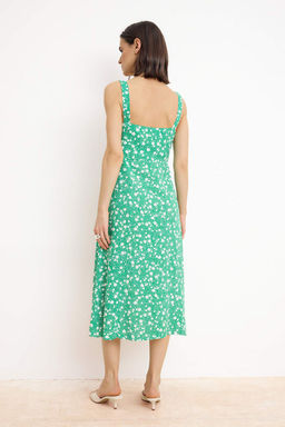 Yesil Cicekli Ask?l? Midi Dokuma Elbise TWOSS26EL00554 - Trendyolmilla фото 4