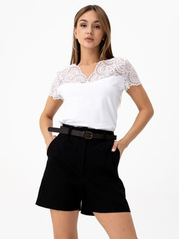 Футболка с кружевом.арт.133-5,белая