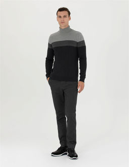 Antrasit Melanj Slim Fit Bal_k__ Yaka Triko Kazak - Pierre cardin фото 4