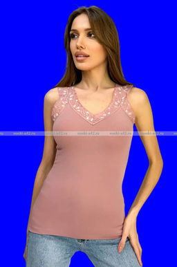 Цена за 1 шт. Майки женские Турция Кружево арт. 9006 пудровый