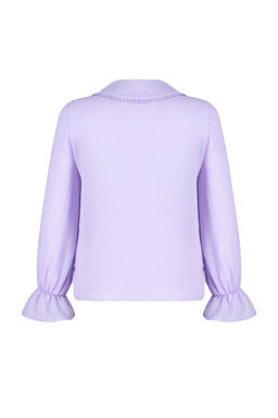 TRENDYOLMILLA Beyaz Bebe Yaka Ponpon Detayl? Regular Normal Kal?p Dokuma Gomlek TWOAW21GO0717  фото 13