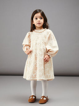 Bisiklet Yaka ?i?ekli K?z Bebek Elbise