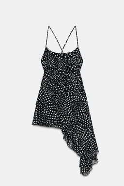VESTIDO DRAPEADO LUNARES / Negro / Crudo - Zara фото 7