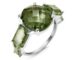 Кольцо из серебра оливковая шпинель, Нефертити