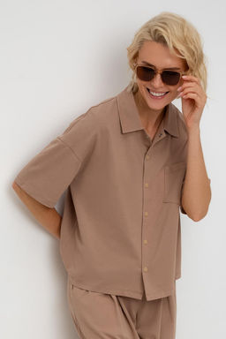ЕВТ 3280/охра коричневая рубашка жен