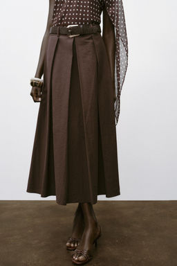 BELTED MIDI A-LINE SKIRT - Zara фото 12