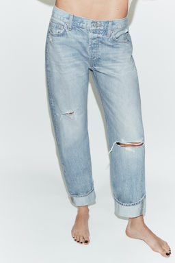 JEANS TRF RECTOS FOLD UP TIRO MEDIO / Azul claro - Zara фото 2