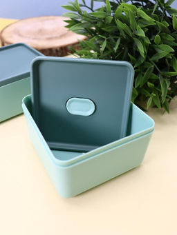 Набор ланчбоксов в термосумке "Big lunch", зелёный, 2 яруса, 4 отделения (1400 мл)