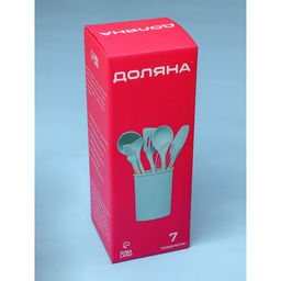 Набор кухонных принадлежностей Доляна «Лиам», 7 предметов, 33×12.5×12.5 см, бирюзовый