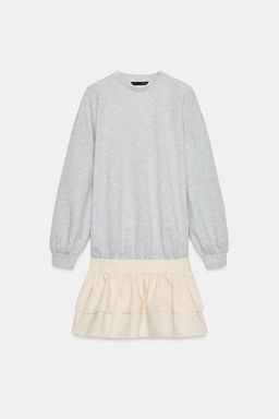 VESTIDO CORTO COMBINADO VOLANTES / Crudo / Vigor?