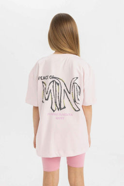 Футболка оверсайз с короткими рукавами и принтом для девочек - Defacto фото 6