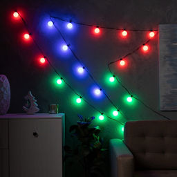 Умная гирлянда Нить 6 м с насадками Шарики, IP20, тёмная нить, 20 LED, свечение RGB, USB - Luazon lighting фото 5