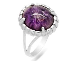 Кольцо из серебра чароит, СПН4097