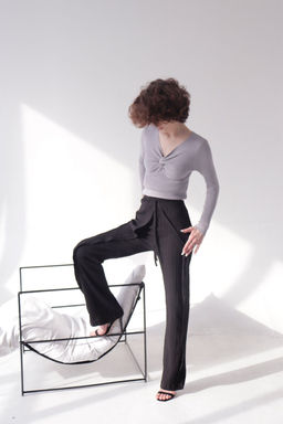 12240 Лонгслив с драпировкой серый - Martichelli фото 9