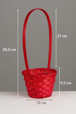 Корзина плетёная, 13×13×9.5 см, ручка h=21 см, бамбук, красная