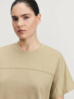 Футболка с декоративными швами из хлопка / Zarina  фото 6