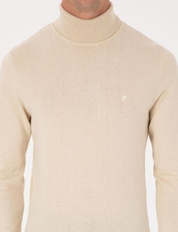 Bej Slim Fit Basic Kazak