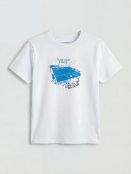 Bisiklet Yaka Bask?l? Erkek ?ocuk Ti??rt