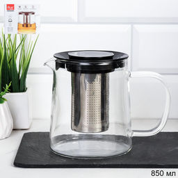 Чайник 850 мл жаропрочное стекло / С01-850 /уп 36/* с нейлоновой крышкой - Галеонтрейд фото 2