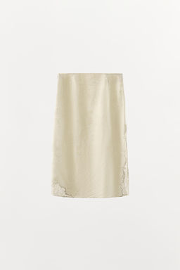FALDA MIDI JACQUARD ENCAJE / Crudo - Zara фото 5