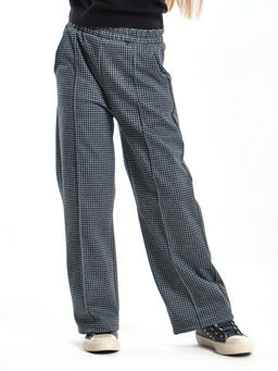 Брюки палаццо в клетку штаны для девочки детская одежда вещи 22-7859 черная клетка