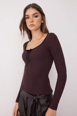 Siyah Merserize Gorunumlu Premium Iplik/Ozel Iplik Kurdele/Fiyonk Detayl? Triko Kazak TWOAW25KZ00207 - Trendyolmilla фото 13