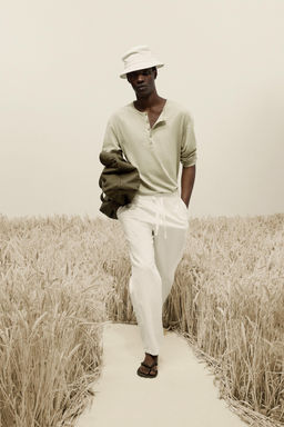 PANTAL?N RELAXED FIT ALGOD?N - LINO / Blanco roto - Zara фото 10
