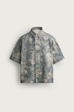 CAMISA RELAXED FIT ESTAMPADO FLORAL LAVADO / Azul claro - Zara фото 6