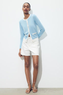 CONTRAST TRIM KNIT CARDIGAN - Zara фото 2