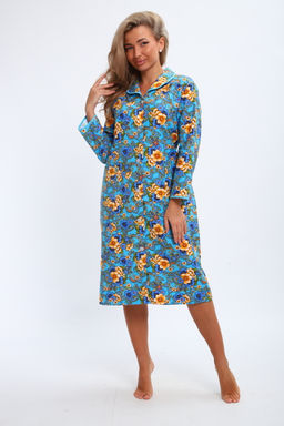 Халат женский из фланели Маша макси цветы