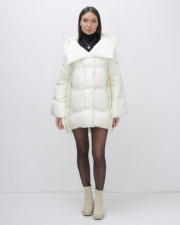 Куртка зимняя женская с большим капюшоном модная бежевого цвета 7739B - Visdeer фото 6