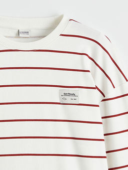 Bisiklet Yaka ?izgili Erkek ?ocuk Sweatshirt