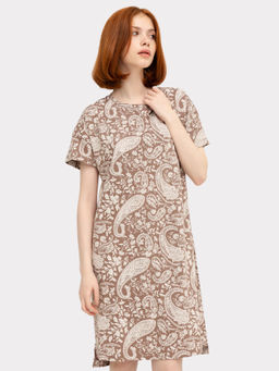 Сорочка ночная женская бежево-тауповая с узором пейсли - Mark formelle фото 2