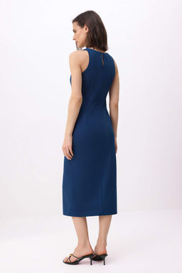 Siyah Midi Dugmeli Vucuda Oturan Dokuma Elbise TWOSS26EL00083 - Trendyolmilla фото 8