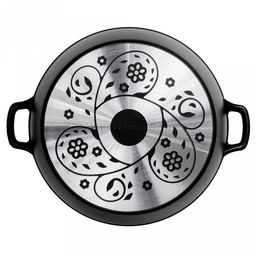 Кастрюля с антипригарным покрытием 10л, д32см "Классик", h16см, s0,4см, литые ручки, стеклянная крышка с пароотводом, форма "Классик волна", подарочная упаковка (Россия)