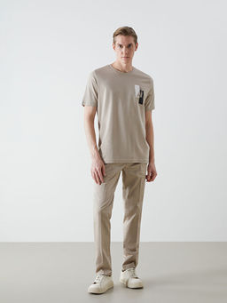 Bisiklet Yaka K?sa Kollu Bask?l? Penye Erkek Ti??rt