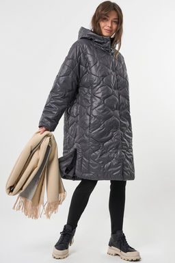 Куртка удлиненная стеганая с капюшоном графит
