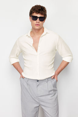 TRENDYOL MAN Ekru Slim Fit Dokulu Orme Uzun Kollu Gomlek TMNSS23GO00054 - Trendyolmilla фото 5