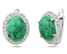 Серьги, бирюза пресс. зеленая, СПН4202