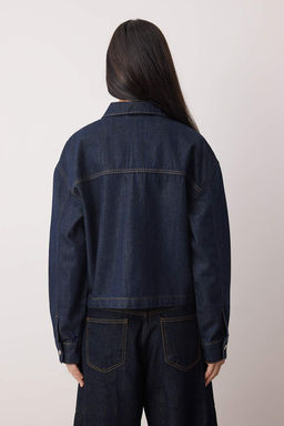 Koyu Mavi Cep Detayl? Regular Denim Ceket TWOAW26CE00038