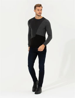 Gri Melanj Slim Fit Bisiklet Yaka Triko Kazak - Pierre cardin фото 4