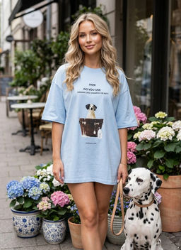 K13524 Футболка OVER SIZE (хлопок) ГОЛУБОЙ