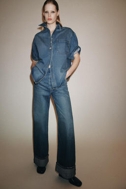 ZW COLLECTION SHORT SLEEVE DENIM SHIRT - Zara фото 6