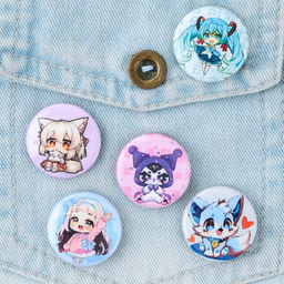 Цена за 10 шт. Значок металлический, закатной Аниме, d=2.5 см, МИКС