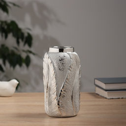 Ваза «Гаэль», листья бочка, d=5 см, 17×7.5 см, керамика, серебро