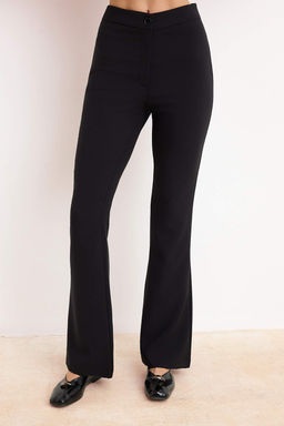 TRENDYOLMILLA Siyah Flare Ispanyol Paca Yuksek Bel Dokuma Kumas Pantolon TWOAW20PL0094  фото 13
