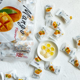 МОЛОЧНЫЕ ИРИСКИ С ЖЕЛЕЙНОЙ НАЧИНКОЙ МАНГО FRU TI MI, 320 гр