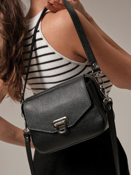 Сумка кожаная через плечо Azaro 3684 черный никель