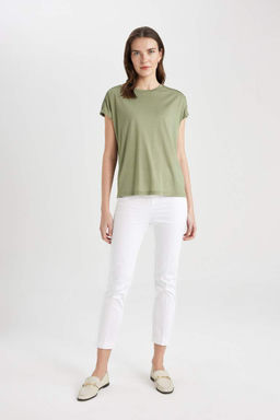 Футболка с круглым вырезом и короткими рукавами - Defacto фото 2