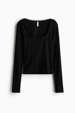 Top de algodon con ribete de picot - H&m фото 5